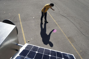 Solar Pink Pong. Interactive installation. Assocreation – Studio parking lot, Ann Arbor, MI (USA). Video still: Assocreation.